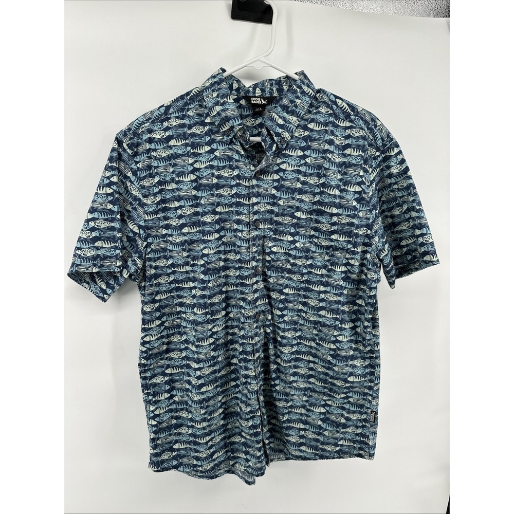 Eddie Bauer Men's Short Sleeve Button-Up Shirt Fish Print, Casual, Outdoor L